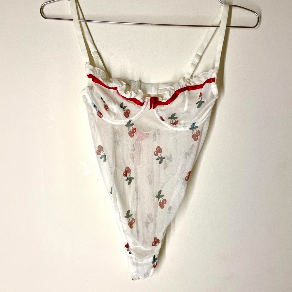 Dolls Kill Sugar Thrillz Mon Cherry Mesh Bodysuit